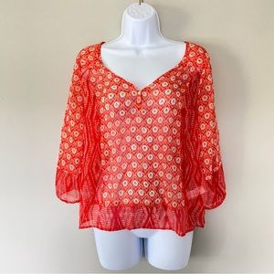 Lucky Brand Sheer Blouse Top